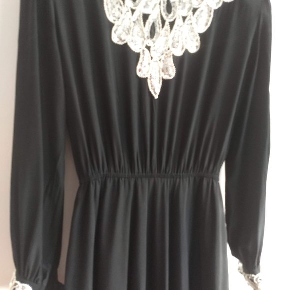vintage 80s stunning elegant silk cocktail dress sequin🎈HOST PICK🎈 - Picture 6 of 14